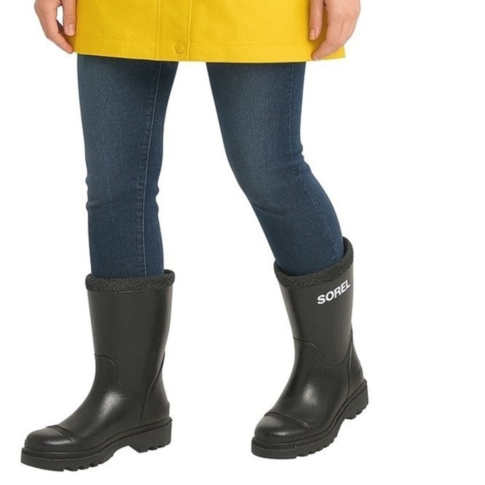 Sorel Joan Rain Short Gloss Black Waterproof Boots 11 Gorpcore Camping 24-23